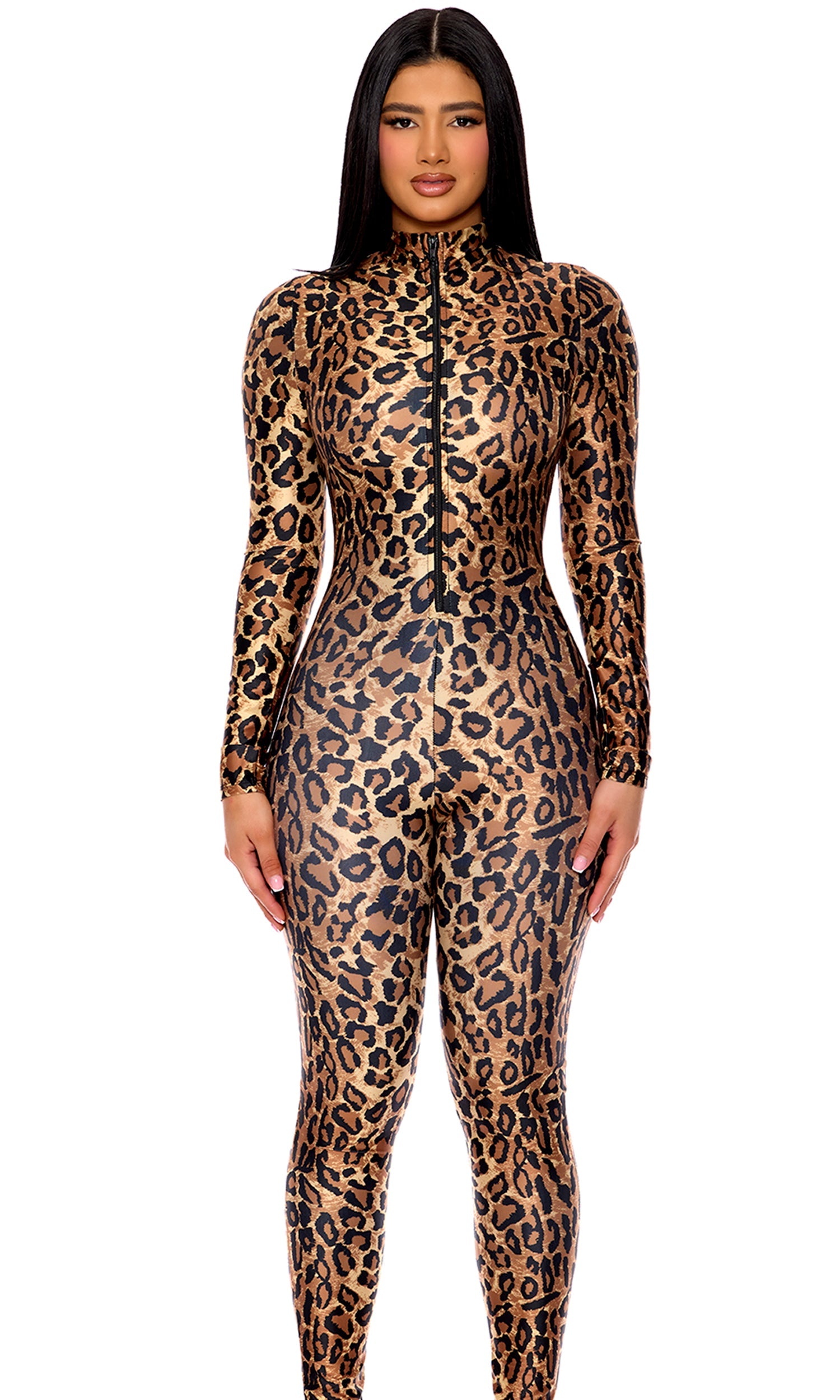 Leopard Zipfront Jumpsuit