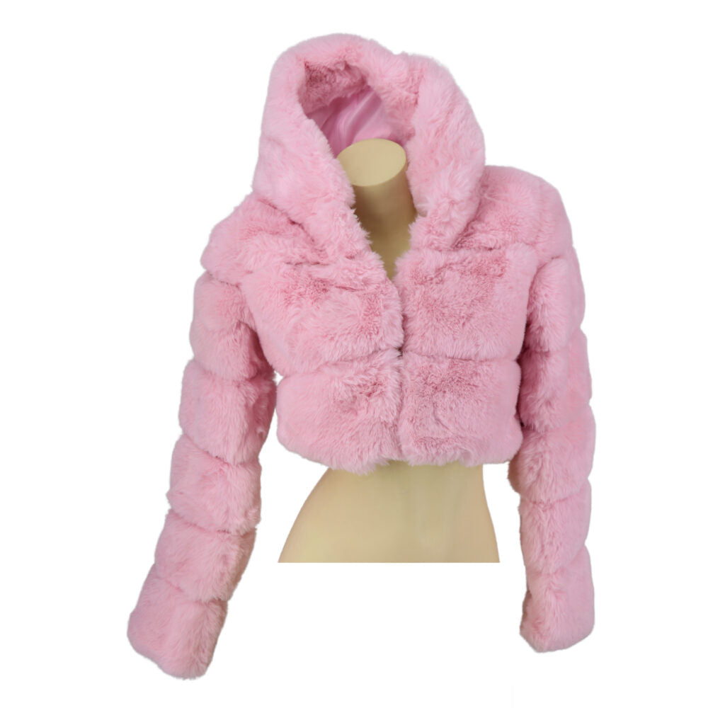 Faux Fur Puffer Crop Jacket