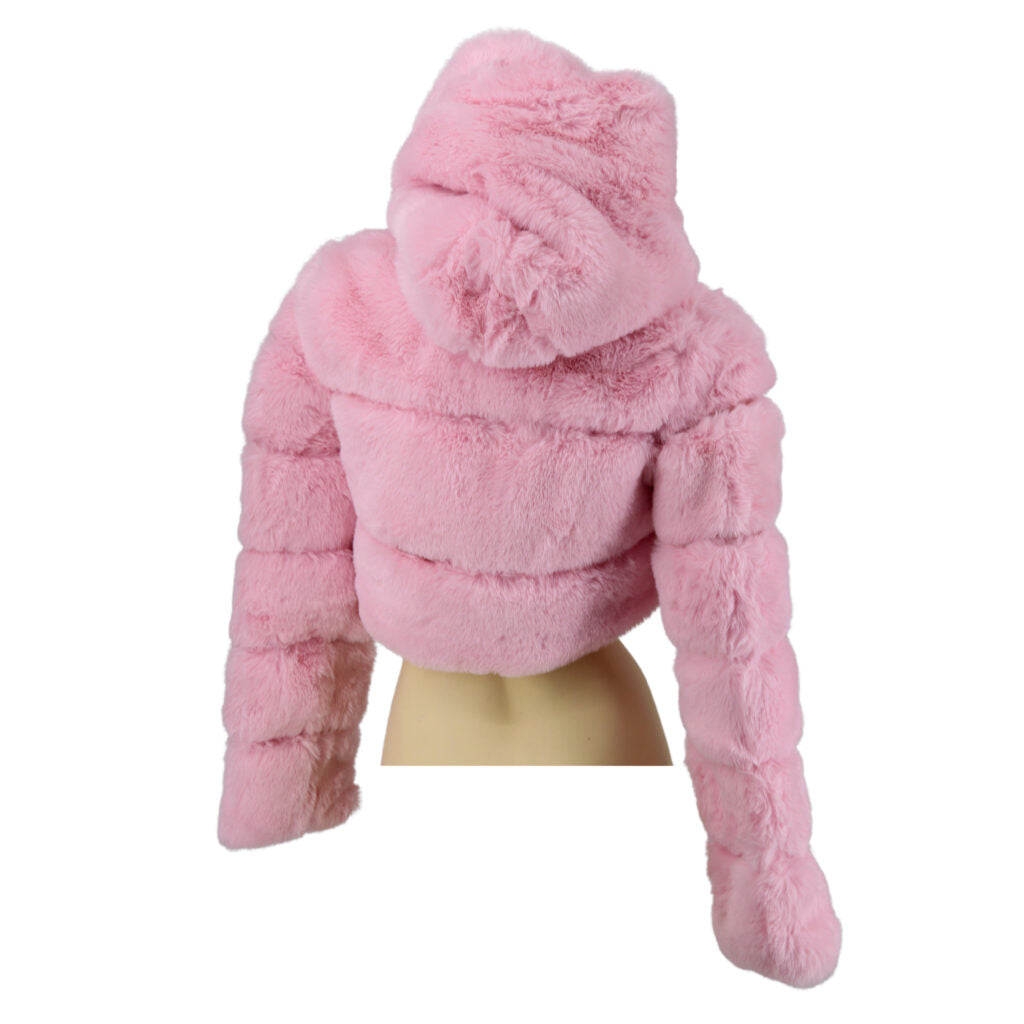 Faux Fur Puffer Crop Jacket