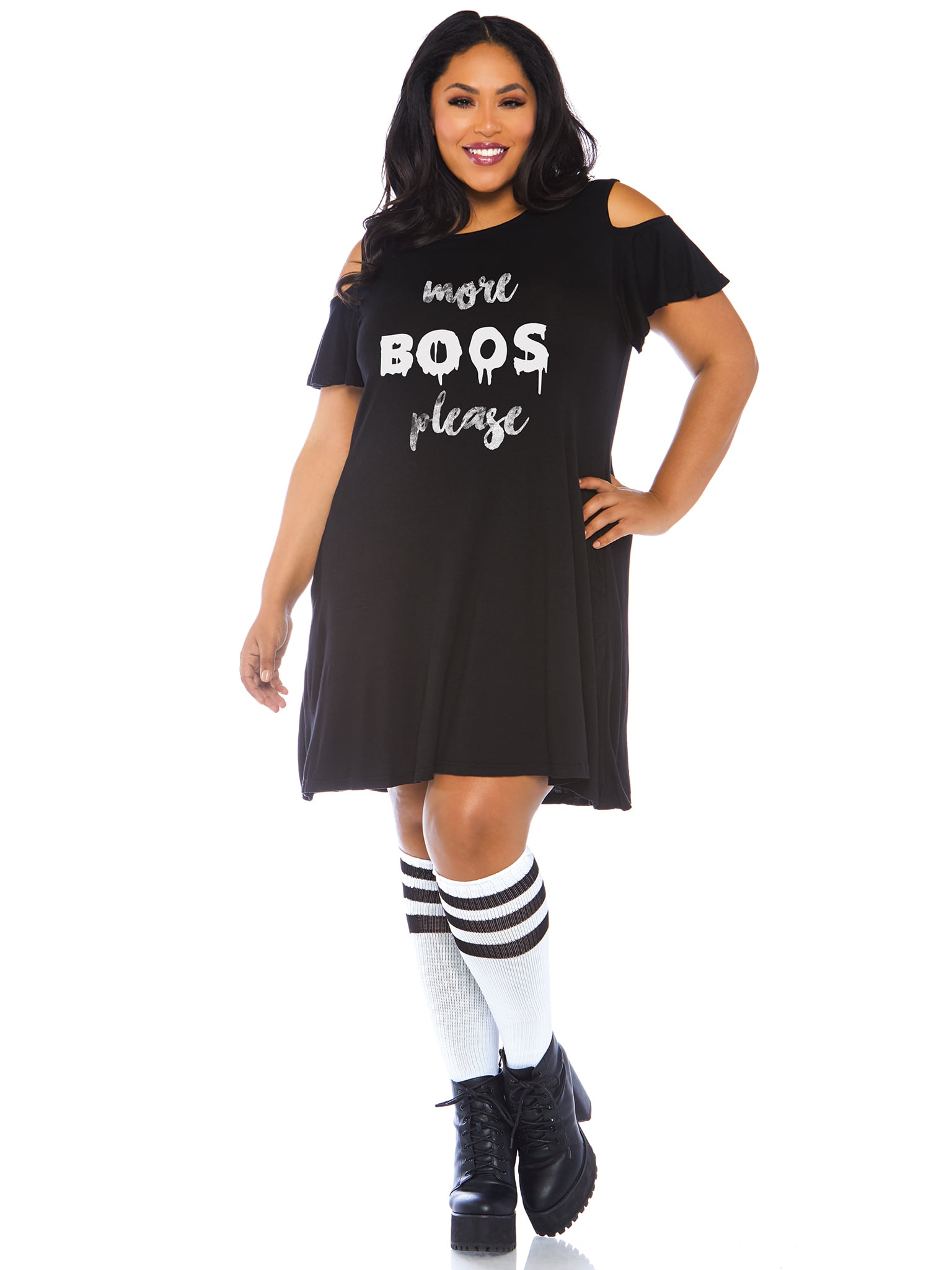 Plus Size More Boos Jersey Dress with Pockets and Keyhole Bodice