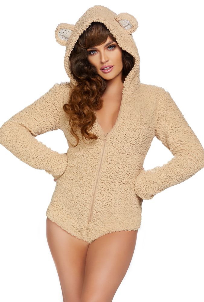 Teddy Bear Ultra Soft Bodysuit With Ear Hood
