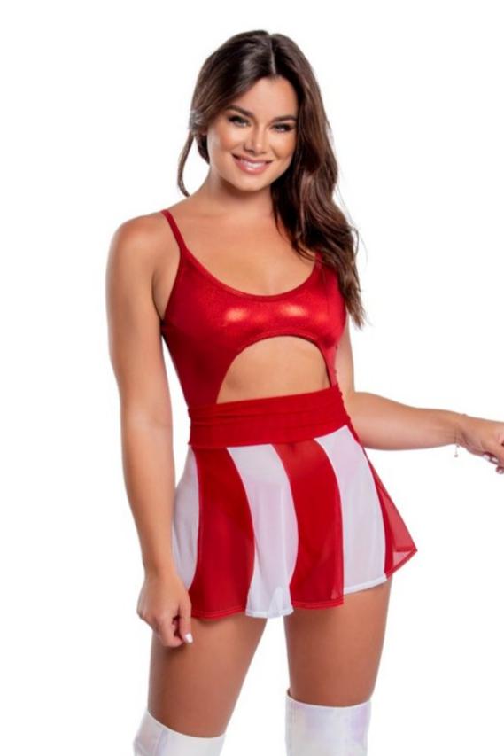 CH336 - Candy Cane Mesh Skater Skirt***25%OFF