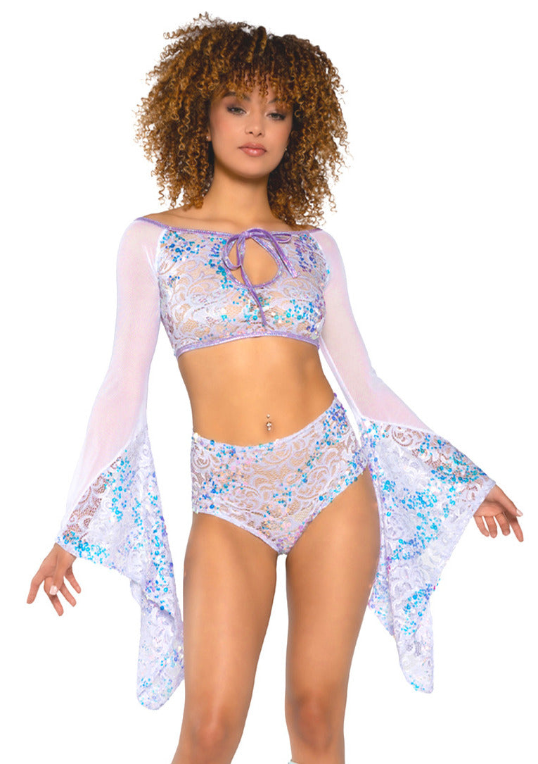 JR172 - Sequin Lace High-Waist Short