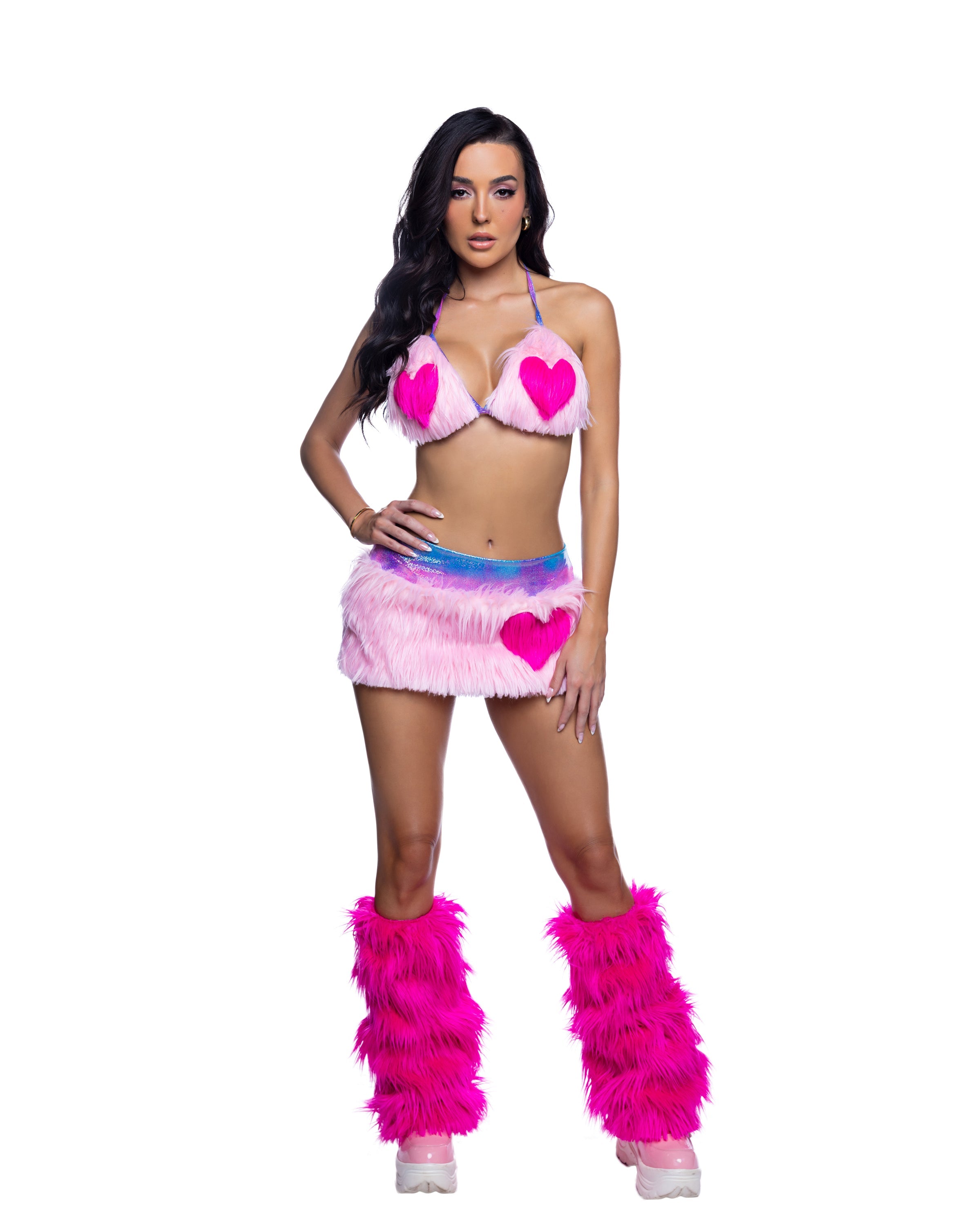 JR302 - Faux Fur Heart Skirt & Top Set