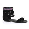 Tribal fringe native flat sandal with embroidered details