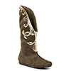 Flat Microfiber Boot with Gold Trim