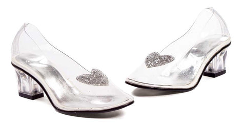 2" Heel Clear with silver glitter heart slipper Childrens.