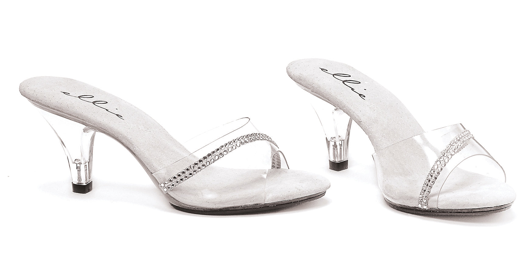 3" Heel Clear Mule W/Rhinestones.