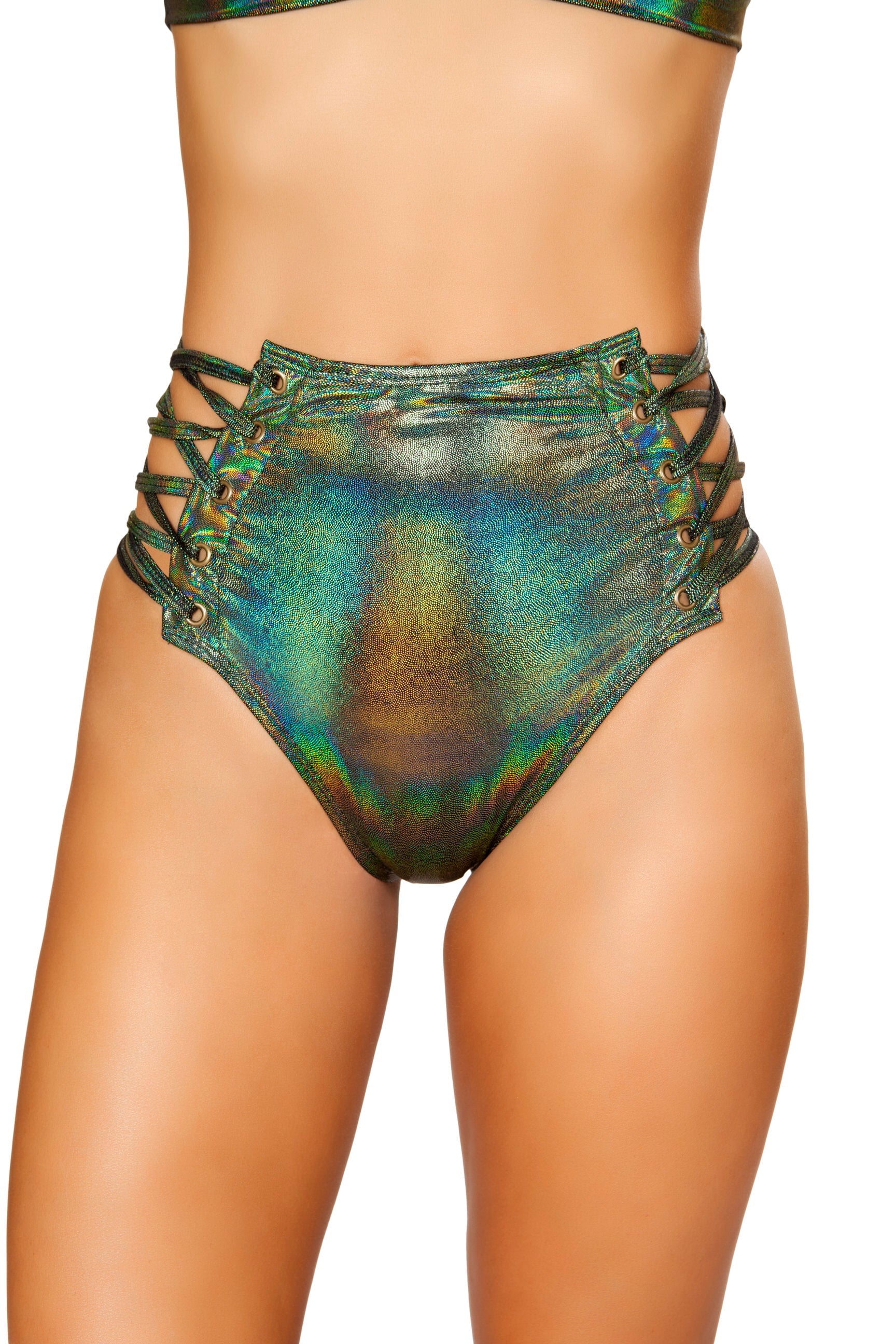 1pc High-Waisted Shorts with Lace-up Detail