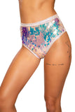 3722 - Baby Pink Tear Drop Sequin & Shimmer High-Waisted Shorts