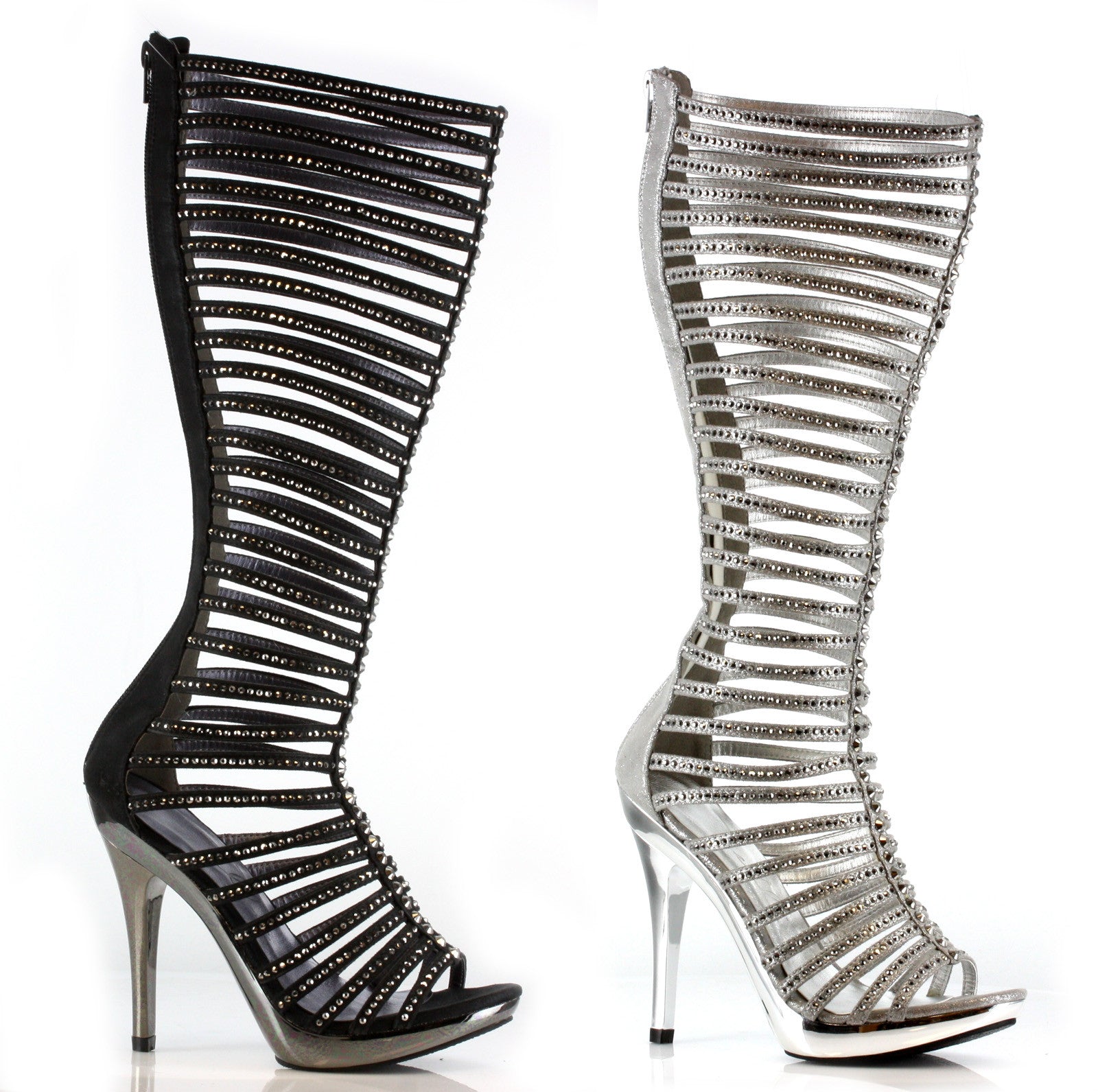 5" Heel Mid Calf Straps W/RHINESTONE��