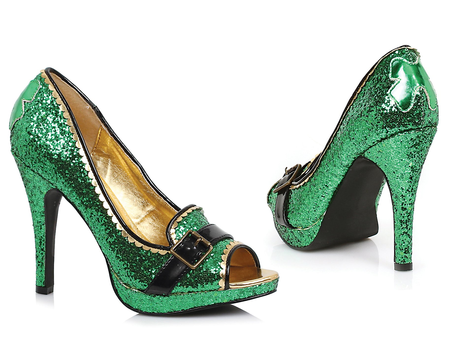 4" Heel Green Glitter  Peep-Toe Pump.
