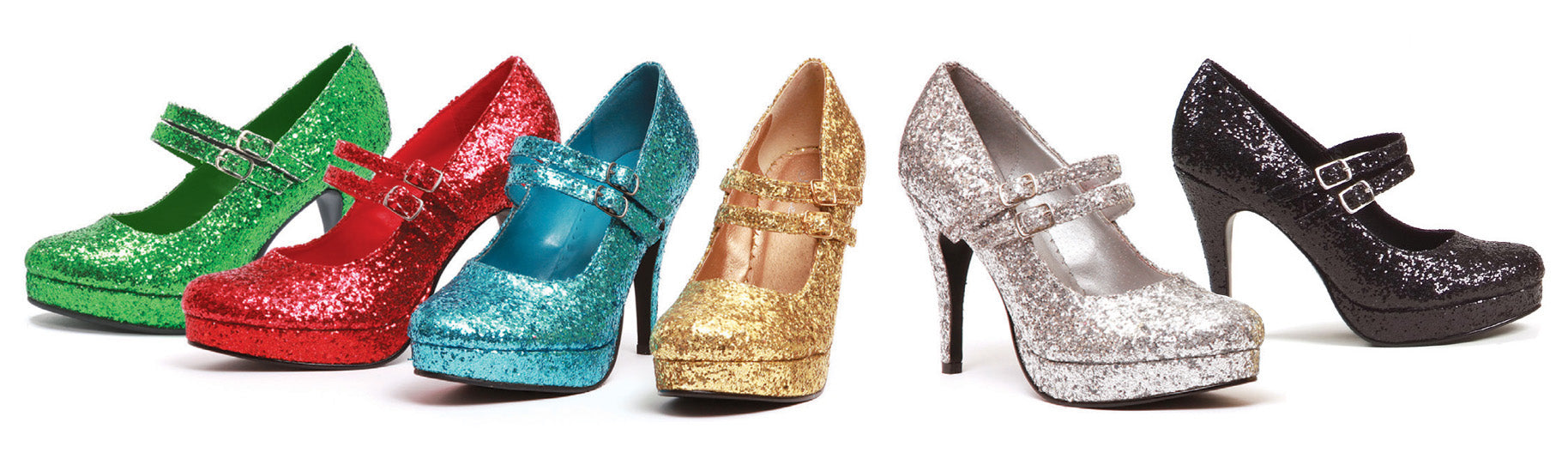 4" Double Strap Glitter Mary Jane