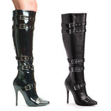5" Heel Knee High Boots W/Buckles & Inner Zipper.