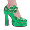 5" Chunky Heel Green Glitter Maryjane