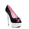 6" Satin Peep Toe Chrome Platform W/RhineStone Buckle