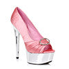 6" Satin Peep Toe Chrome Platform W/RhineStone Buckle