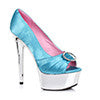 6" Satin Peep Toe Chrome Platform W/RhineStone Buckle