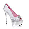 6" Satin Peep Toe Chrome Platform W/RhineStone Buckle