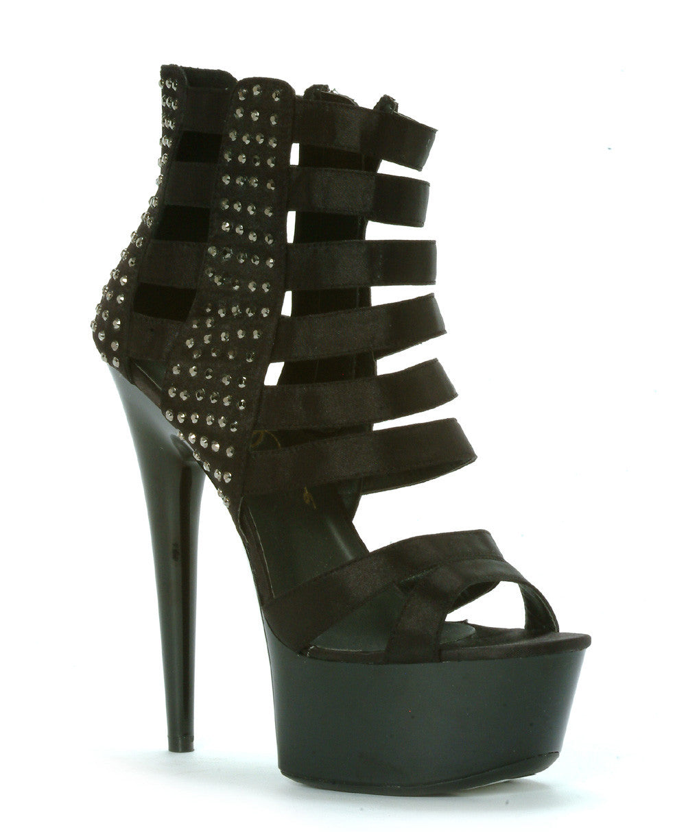 6" Satin Strappy Stiletto With Studs