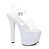 7" Pointed Stiletto Mule Sandal With Glitter Platform