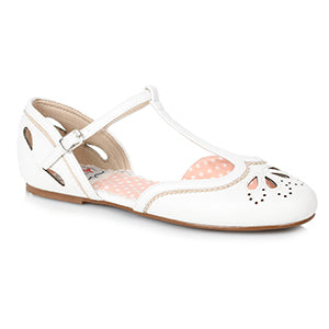 1 Flat With T-Strap And Cut Out Detail