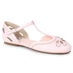 1 Flat With T-Strap And Cut Out Detail